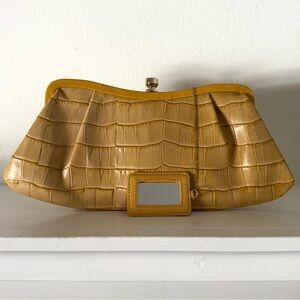 Banana Republic Elegant Crocodile-Embossed Clutch in Light Golden Yellow
